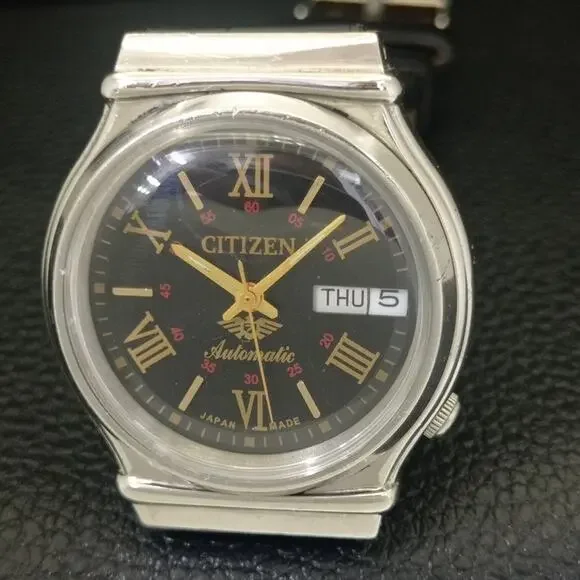 Vintage 1988 Citizen Automatic Mens Silver Watch W/daydate & Gold accents - Picture 3 of 8